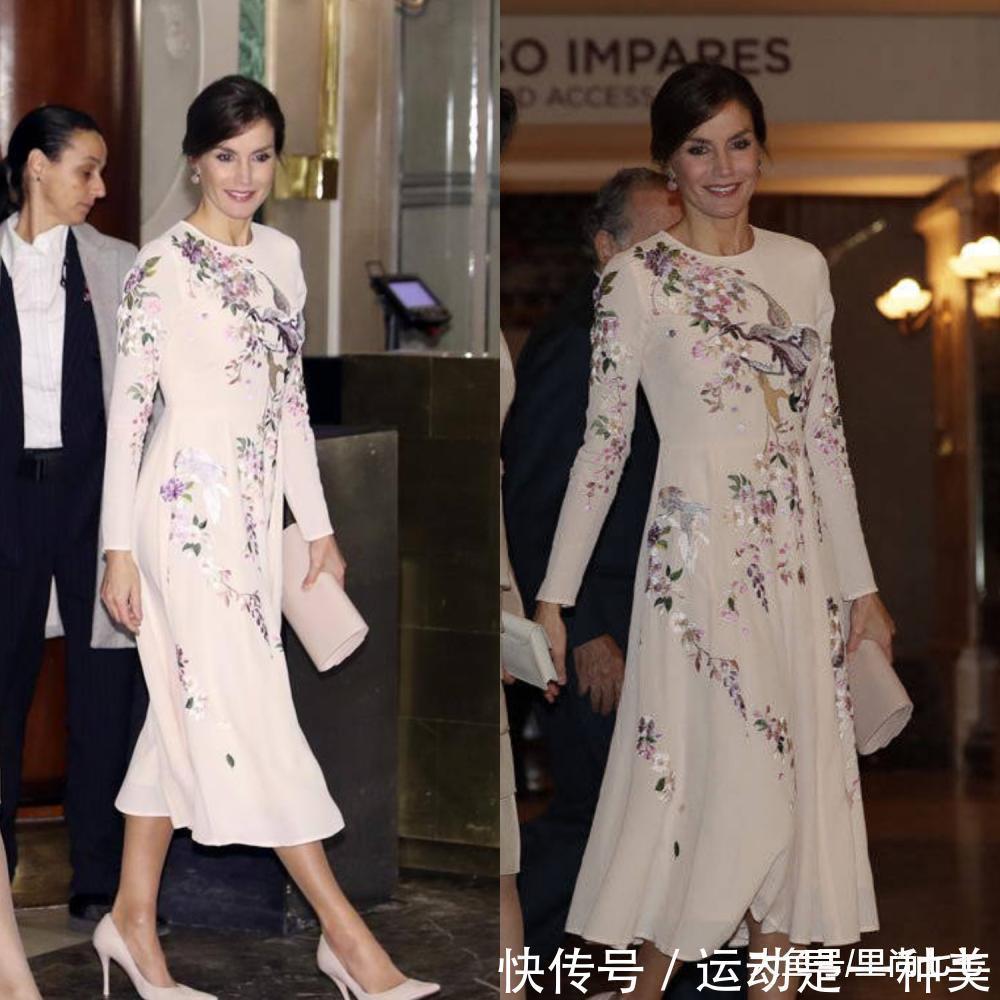 『仙鹤』西班牙王后太爱中国风了吧! 再穿中国风“仙鹤”裙, 这次太惊艳