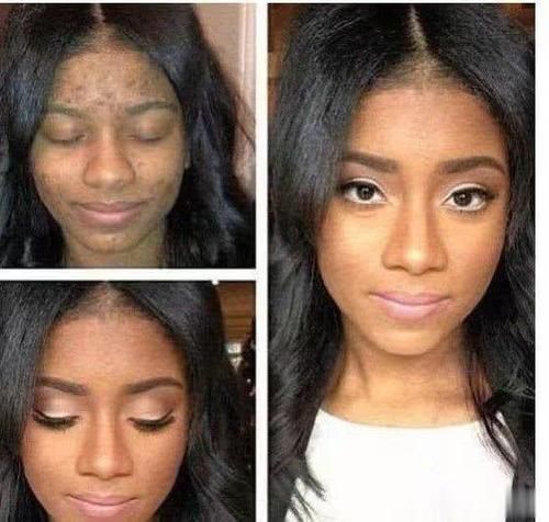 非洲妹子和中国妹子化妆前后对比图，看完你想选哪一个？