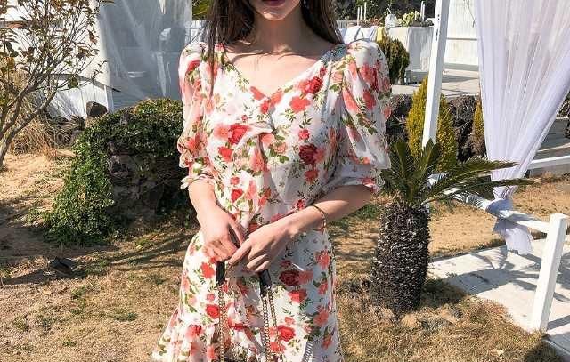 普罗旺斯■女神孙允珠：梦絮野芳普罗旺斯情调碎花裙