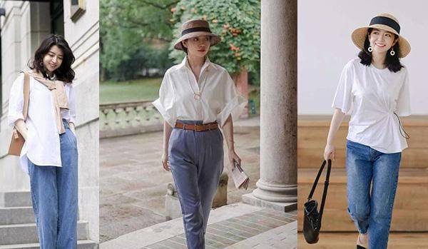  『身穿』三木的基础款穿搭很高级!身穿白色T恤配蓝色牛仔热裤,休闲又优雅