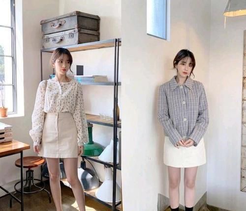 『格子』小个子春季的18套穿搭风格,针织衫搭配格子A半身裙,很柔美