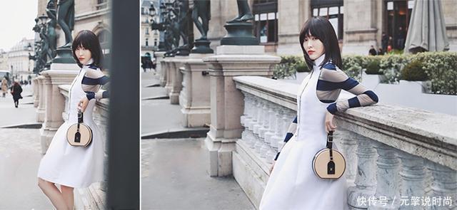 唐嫣齐刘海配连衣裙清新如少女，难怪范冰冰和baby也换了同款造型