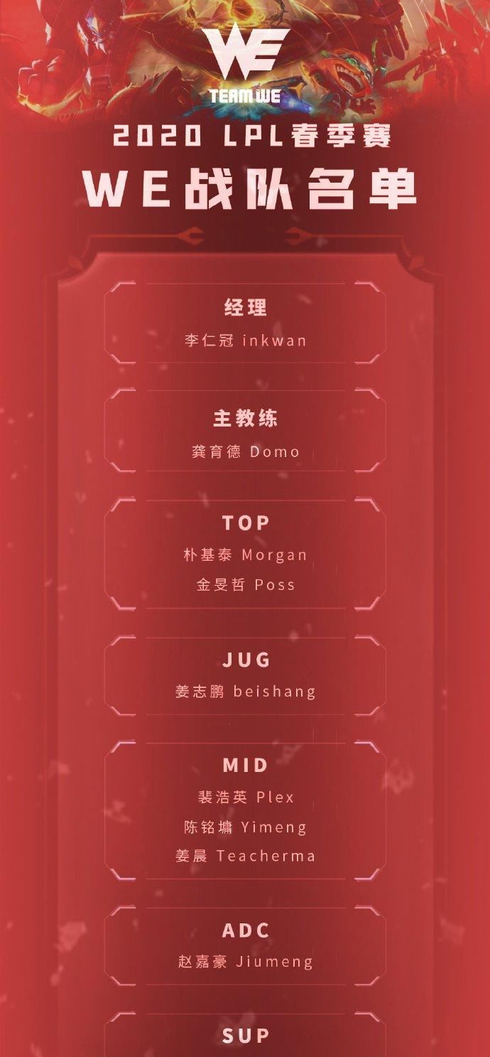 WE新赛季大名单