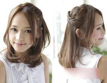 适合学生的中长发扎发图片！