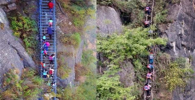 全村72户人家住在1600米悬崖上，不与外界沟通，人称“悬崖村”