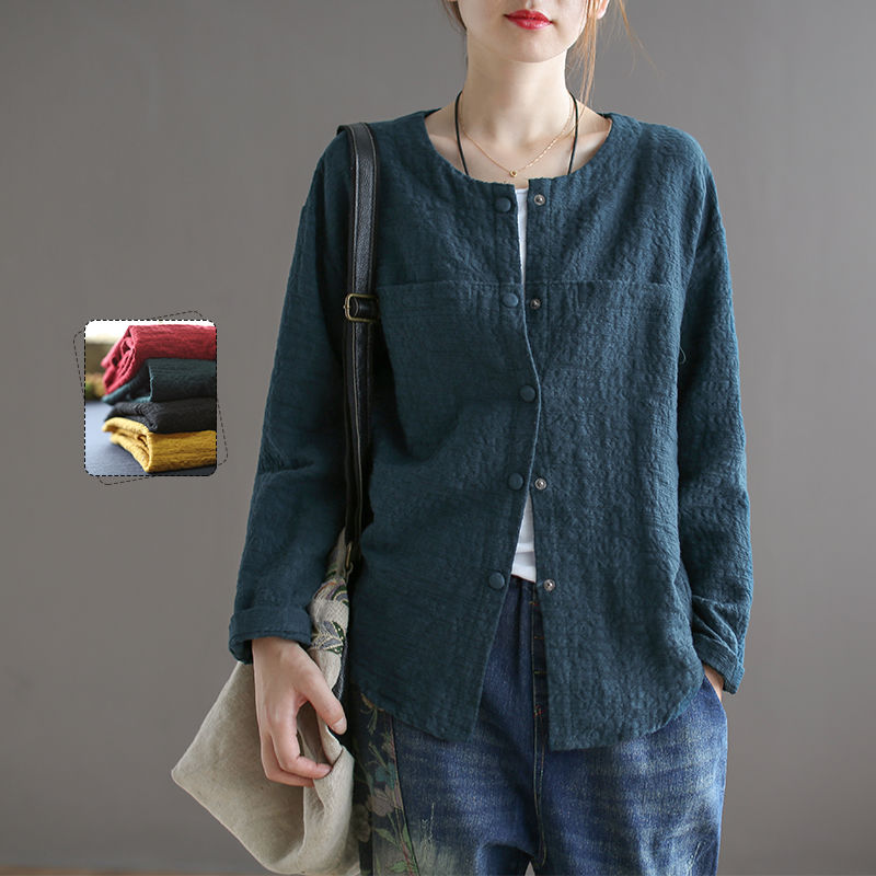 9月闷热穿毛衣太早，没有棉麻装透气!初秋流行棉麻小衫，真舒适
