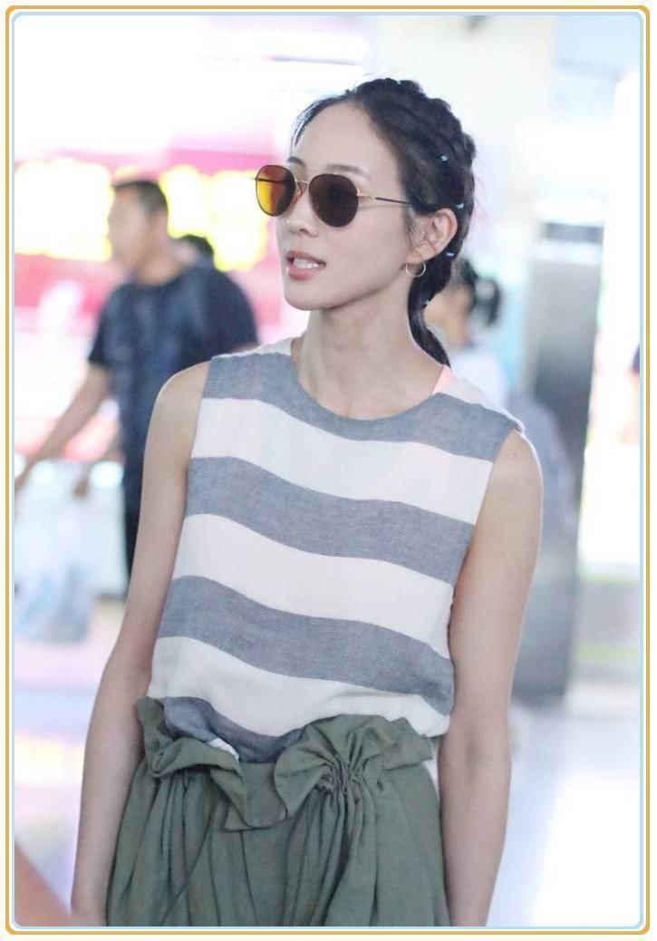 当168张钧宁和178何穗同穿绿色阔腿裤,才知道超模腿真的不好惹