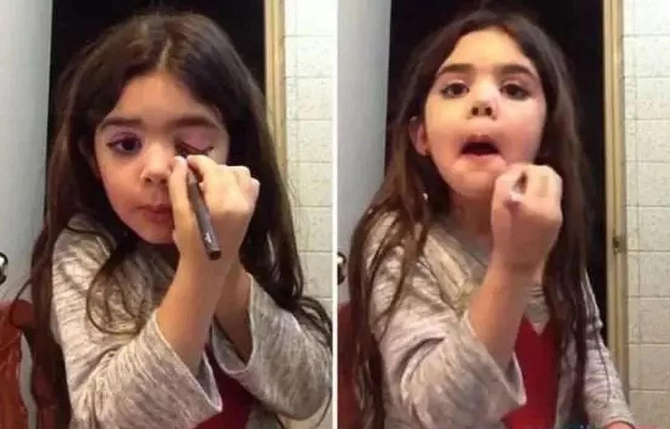 十一岁小学生化妆成夜店女王，网友:再不相信网恋了!