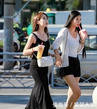  「穿着」小姐姐为证自己腿长，穿“美人鱼裙”，结果搭高跟鞋还没闺蜜高！