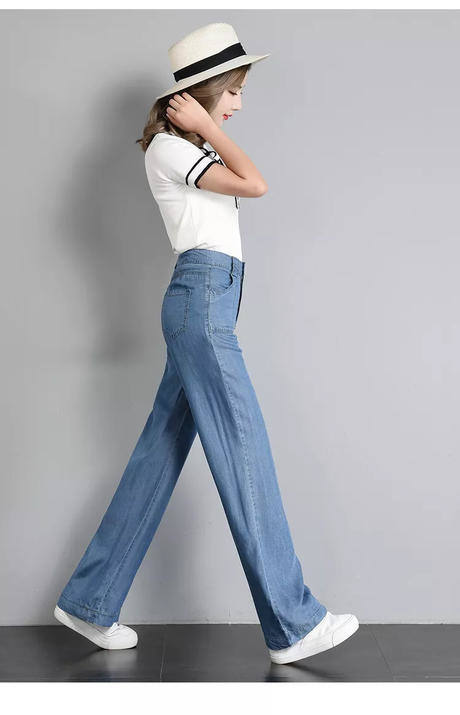 牛仔裤新款春秋2018宽腿阔脚韩版宽松弹力高腰显瘦阔腿裤长裤