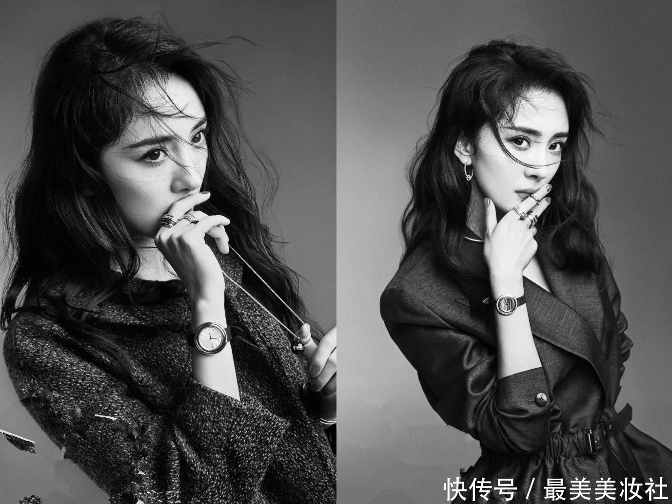 杨幂西装穿得比短裤还长，却搭配了一双过膝长靴，惊现迷人漫画腿