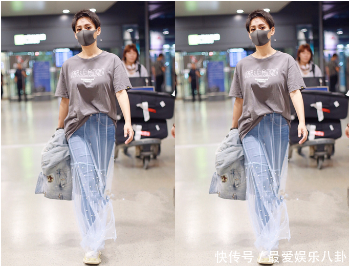 46岁宁静走猫步！穿牛仔裤套纱裙超时髦，网友：“禁止喧哗”亮瞎