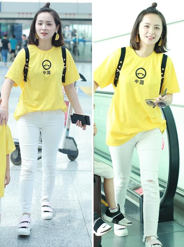 大麟子和邓莎亲子装现身机场,小小年纪要潮过妈妈的节奏