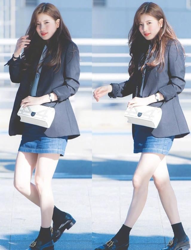 裴秀智好尴尬，黑色小西装肤白貌美像仙女，网友：腿短别拍下半身