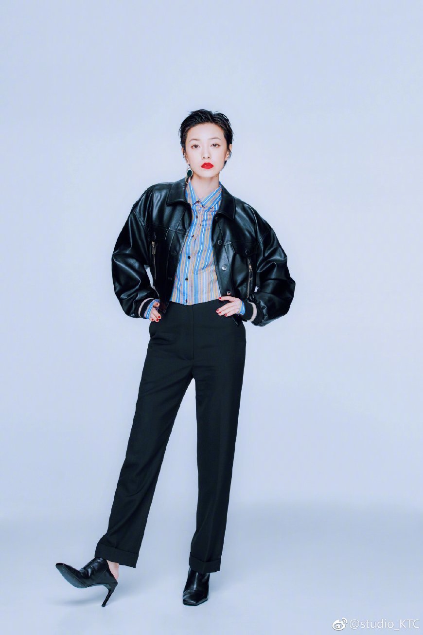 短发女神郭采洁，158的她穿出了2米大长腿，气质霸气瞬间爆棚