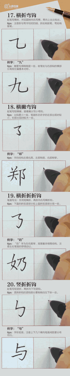  『笔画』32种硬笔楷书基本笔画，手把手教你学（动图）
