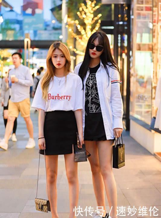  【闺蜜】街拍时尚美女，逛街的漂亮闺蜜，五官精致韵味十足
