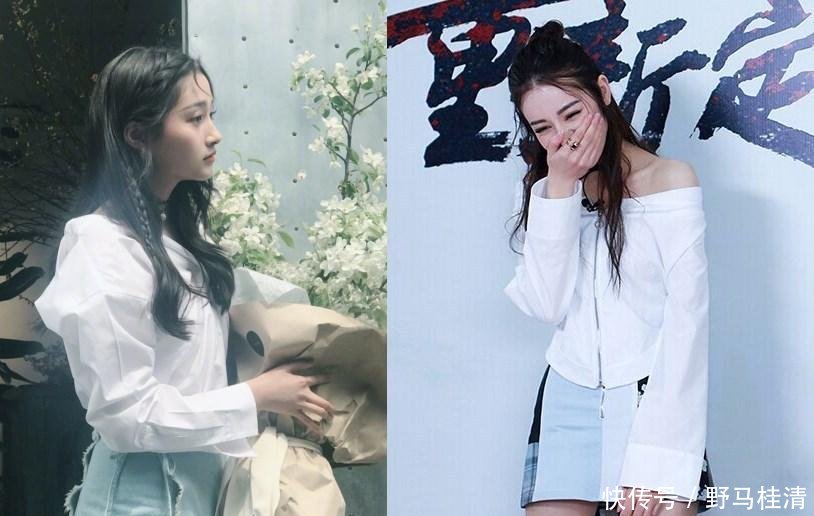 21岁关晓彤和26岁热巴同时撞衫, 一个美如女神, 一个却像路人!