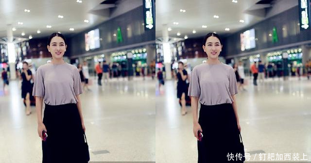 37岁马苏真会穿,T恤搭配黑色半裙,网友孔令辉后悔去吧!