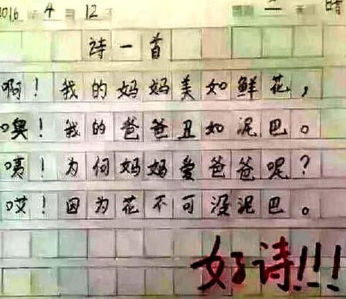  「妈妈看」小学生的“奇葩作文”，老师都写不出来，网友：真的是人才！