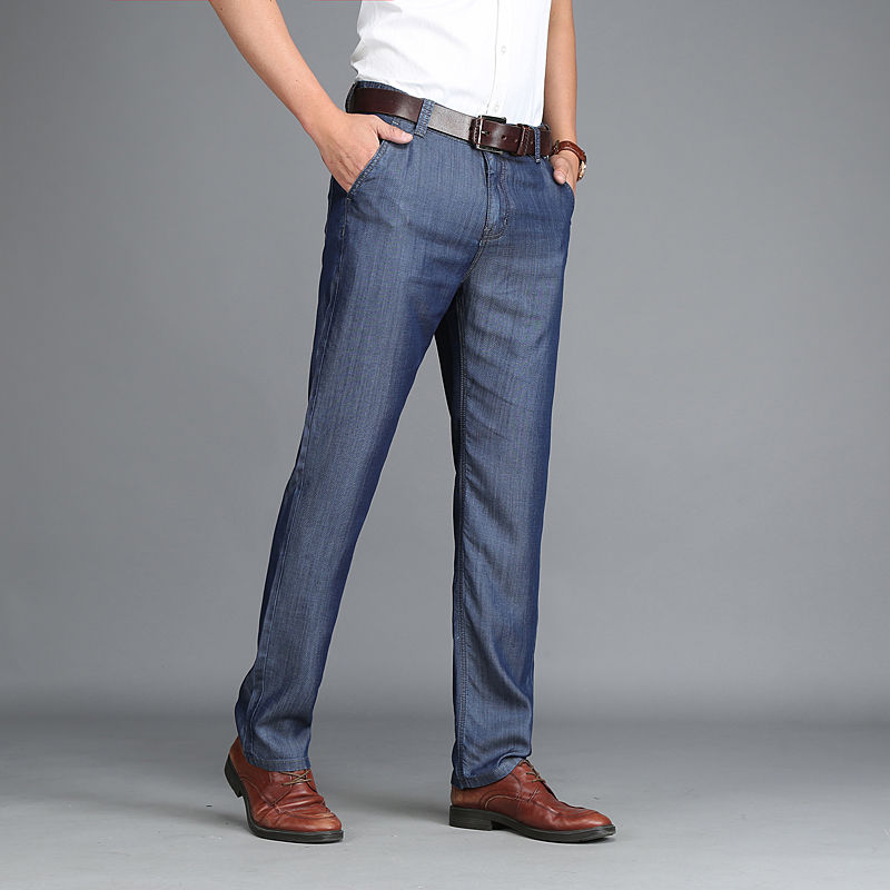 突然发现!老公把旧牛仔裤都换成了“天丝裤”，高档、不闷热