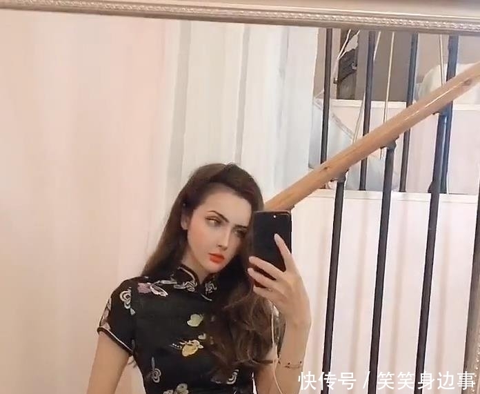 混血美女|混血美女穿旗袍女人味十足