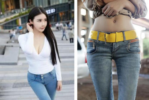 穿紧身牛仔裤的小姐姐，让路人目光灼热，御女范儿十足！