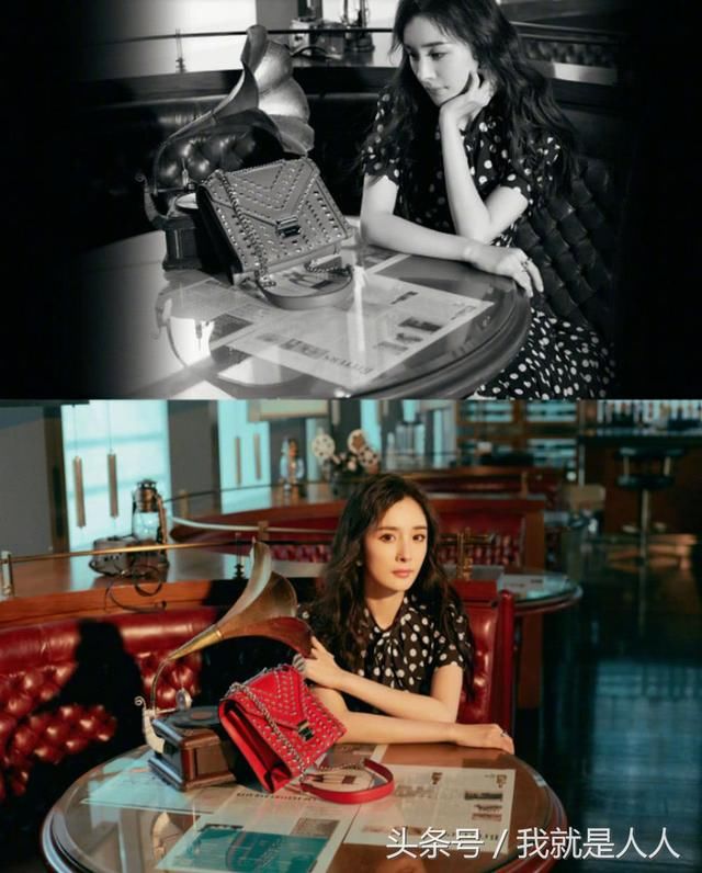 杨幂身穿波点裙坐在沙发上凹造型 蛮腰细腿实力吸睛