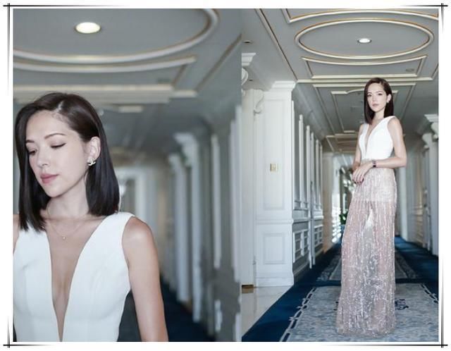 许玮甯真敢穿，深V直接开到胃，难怪身旁的成龙都笑开了花！