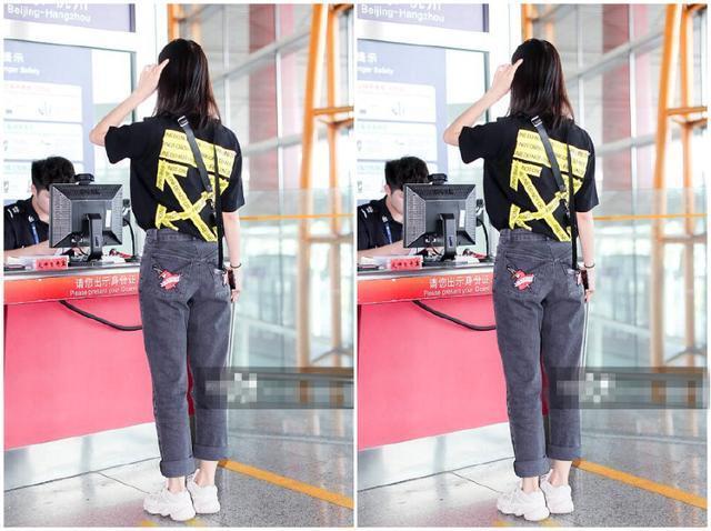 28岁金晨素颜素装像18岁,T恤背后印花成亮点,网友:邓伦没眼光