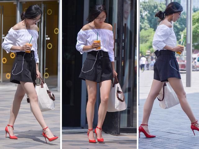 身材高挑的颜值美女，穿上12公分的红色高跟鞋，气质完全不一样！