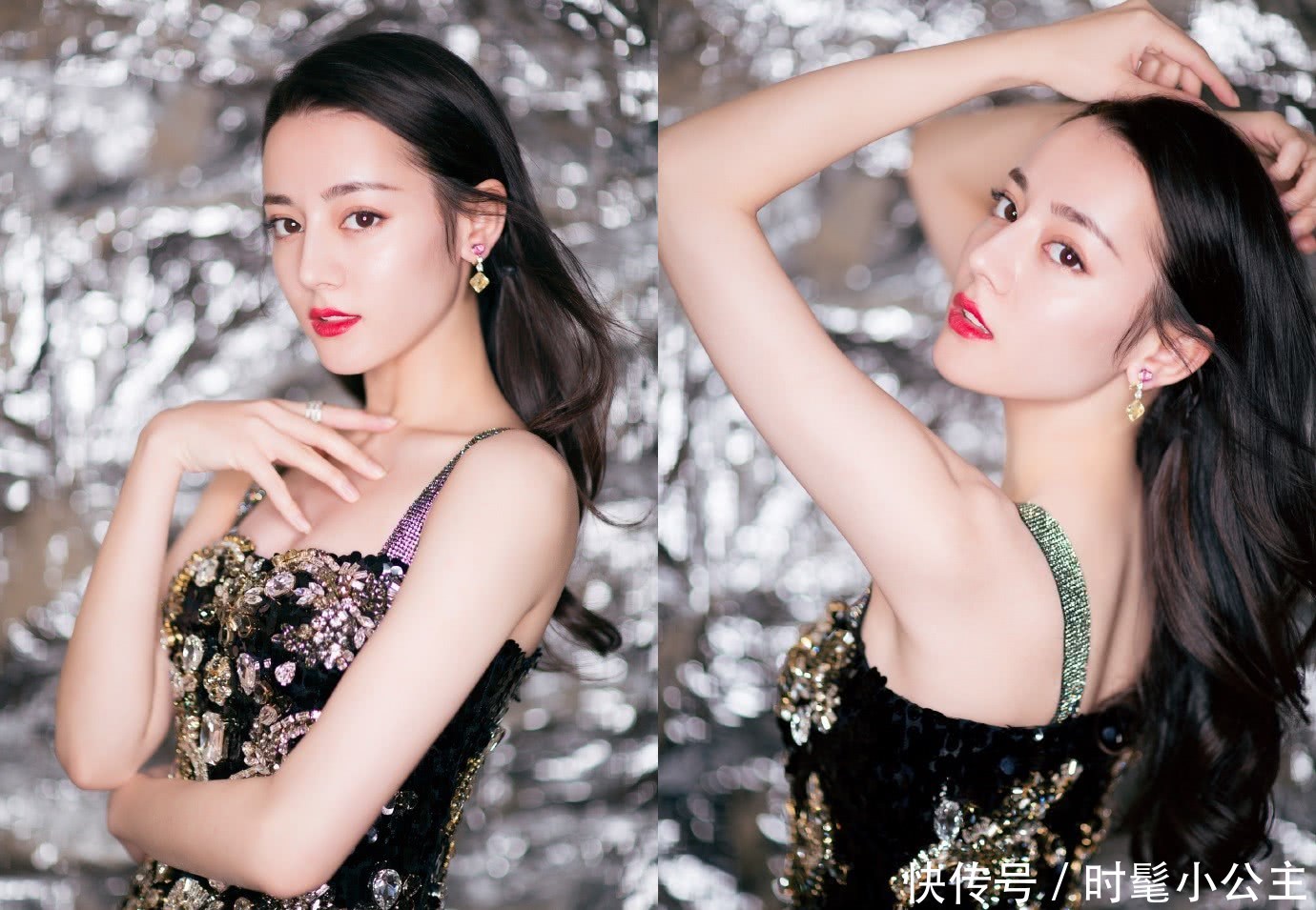 迪丽热巴穿扑克裙现身，不想却被手包抢镜，网友：我可不敢拎出街