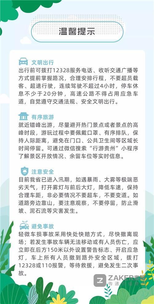  【新高】贵州省交通运输厅发布“五一出行提示” ：车流量将达近期新高