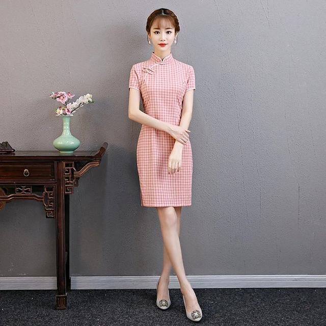 潮流个性，棉麻格子旗袍，让你随便搭都很美！
