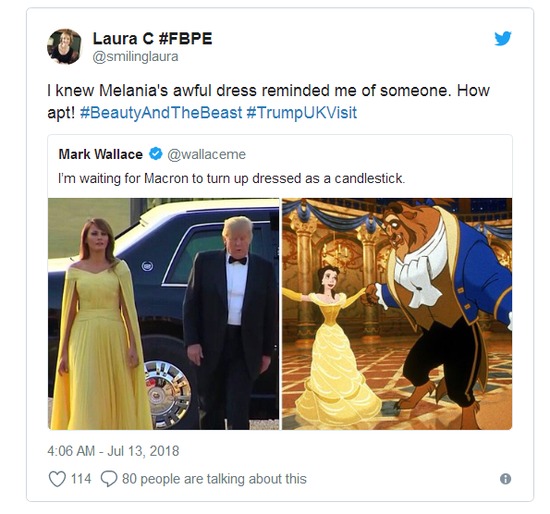 梅拉尼娅随特朗普访英 这次穿衣风格获赞:像公主