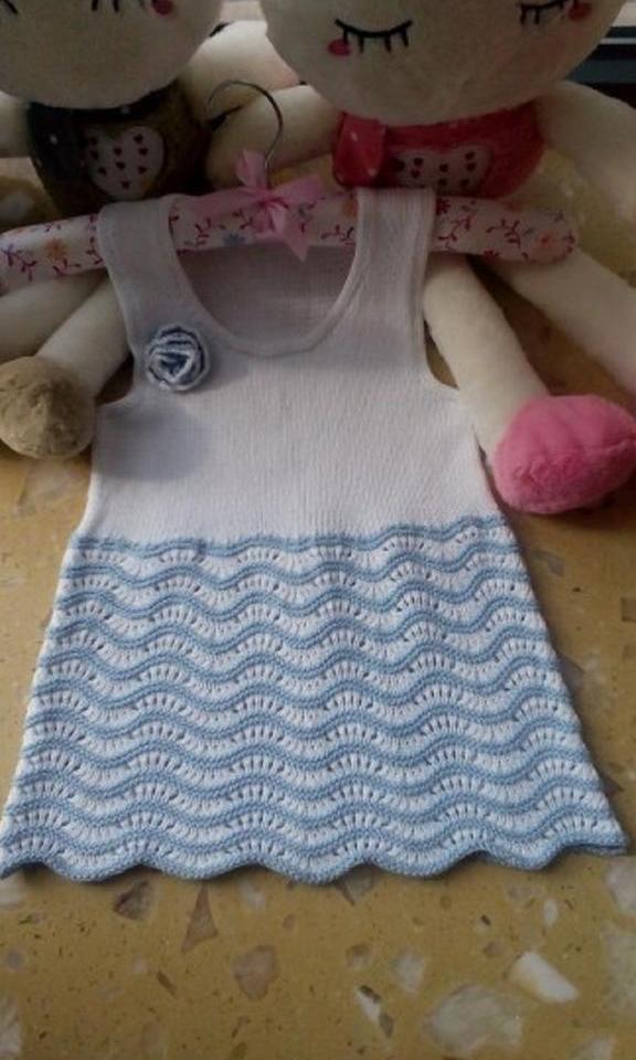 漂亮的凤尾花图案女童背心裙，简单易织，附教程图解