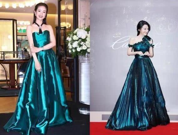 林依晨比许晴小了14岁,但同穿墨绿色裙时,网友:这次真的是输了