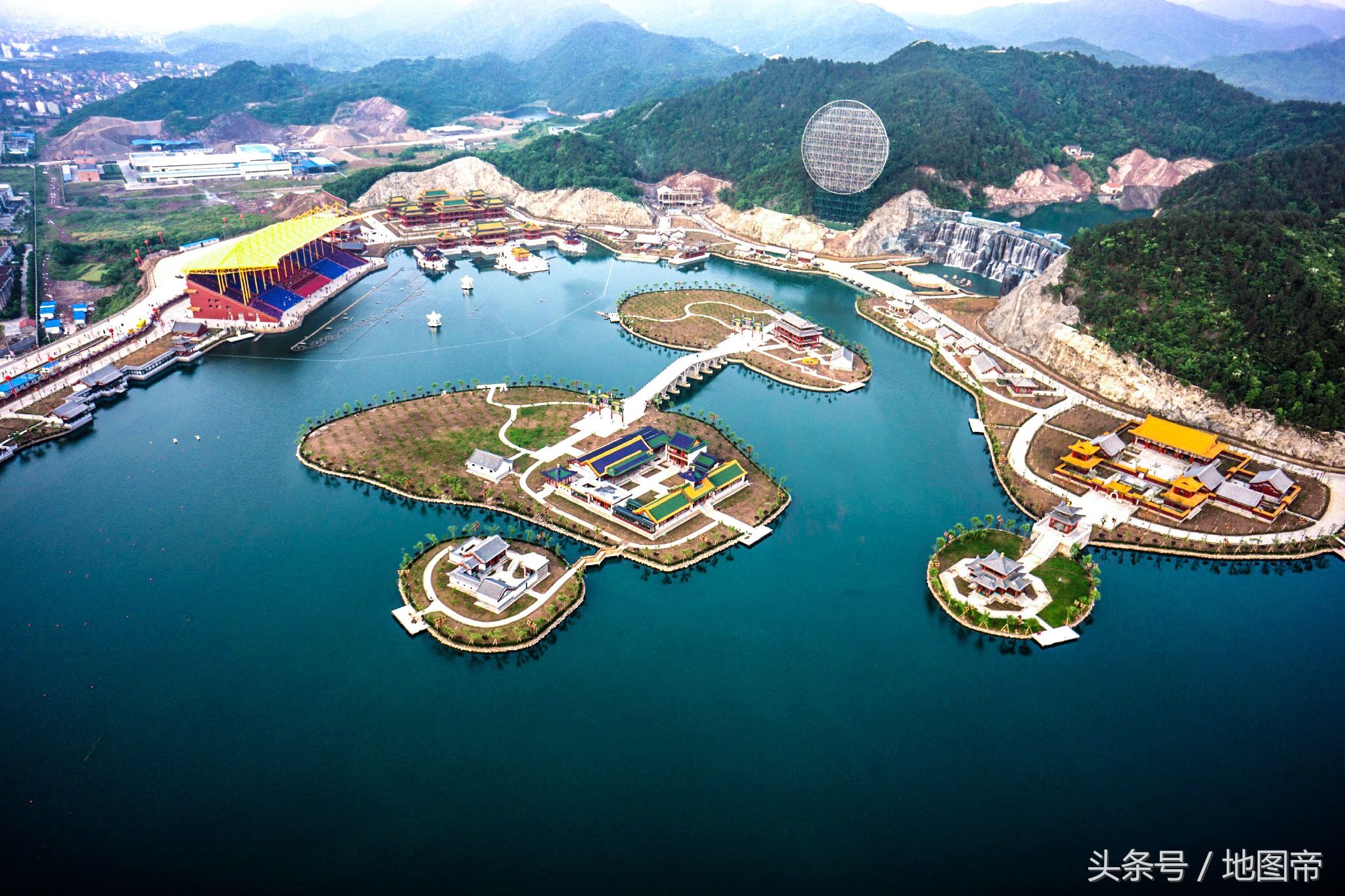 航拍横店圆明新园，历时7年耗300亿复建圆明园80%多建筑景观