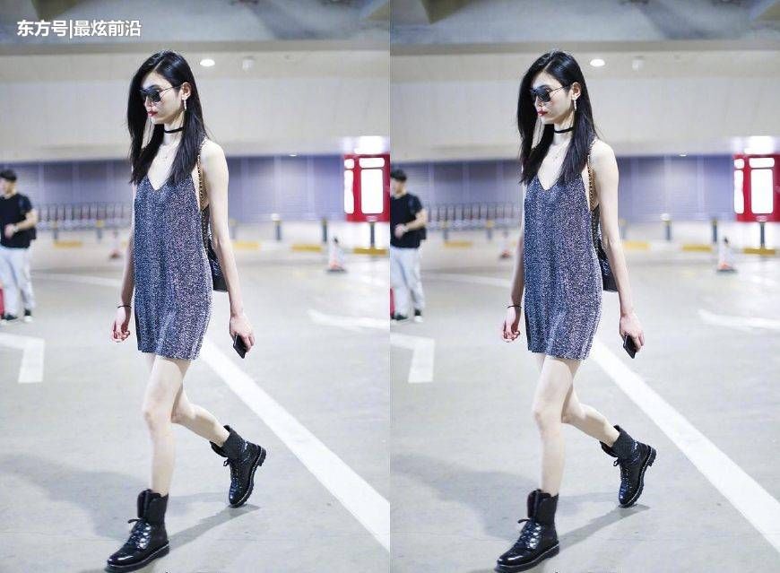 奚梦瑶又来机场秀!一件吊带裙穿出腿长一米八，网友:逼死普通人