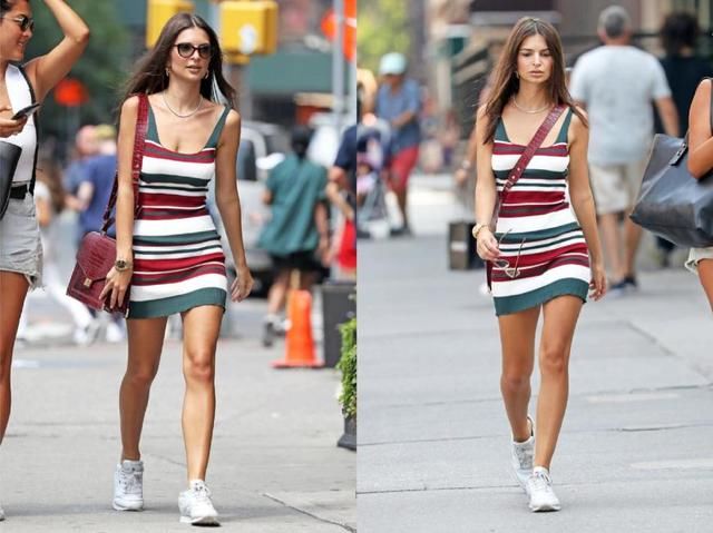 女星艾米丽真敢穿，背心配打底“安全裤”竟这么好看，腹肌太吸睛