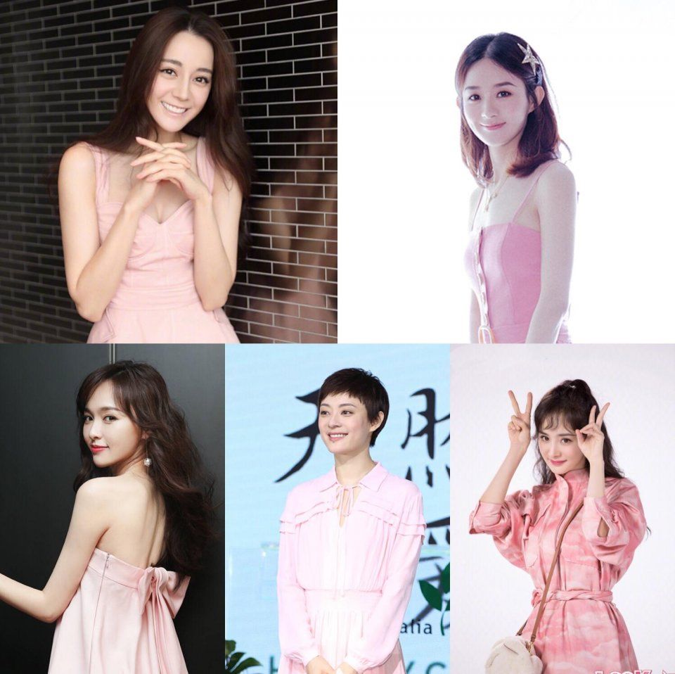 本以为杨幂是最会穿粉色的明星，但看到热巴才知道谁是人间水蜜桃