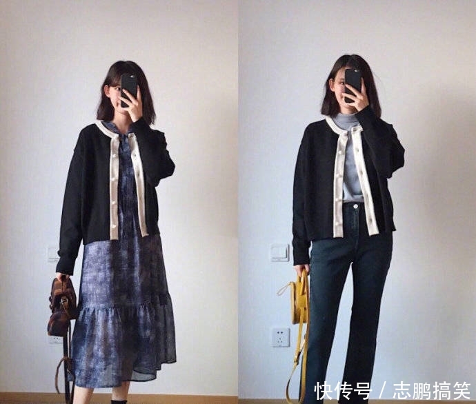 『小西』小个子春季日常穿搭怎么穿?卡其色小西装配蓝色牛仔裤,清新显瘦