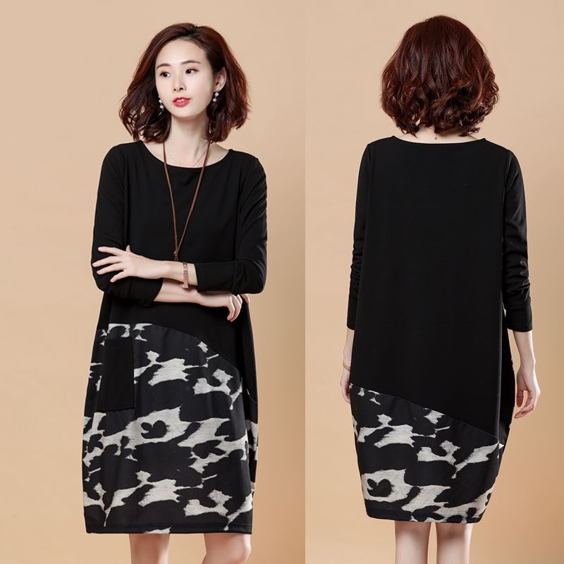 70后女人，秋天尽量别穿紧身裤!XL-5XL秋裙，再胖也能穿