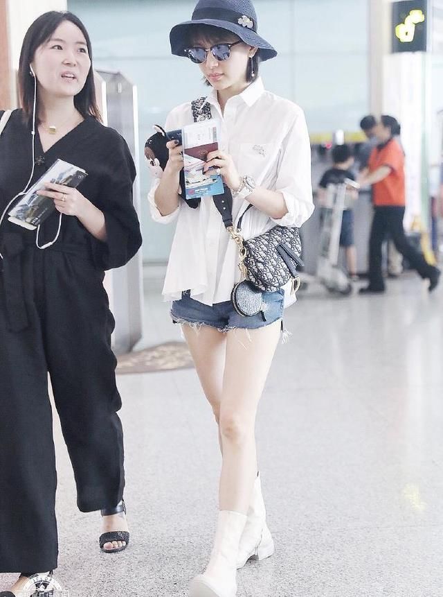 160王子文太会穿，衬衫短裤看起来能有170，网友:你到底有多高