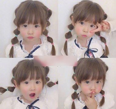 齐刘海萌萝莉发型，小学女孩中长发扎发！