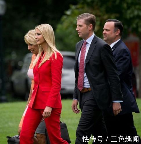 伊万卡爱上红色紧身衣 凸显傲人腰线,旁边弟弟霸道总裁范太抢镜