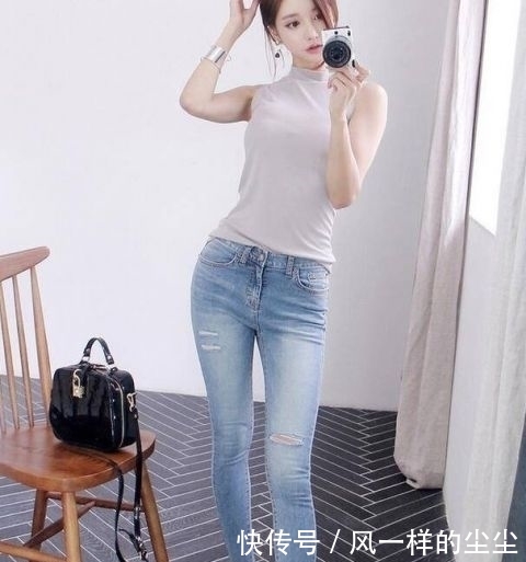 【 潇洒】彰显女性好身姿！，潇洒干练的牛仔裤美女