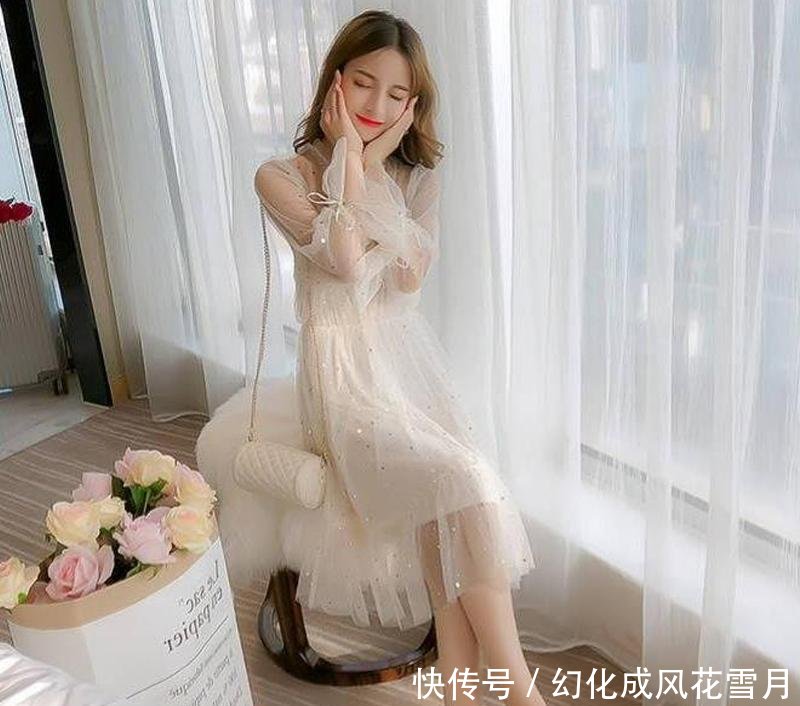 「上身」现在的小姨真会穿!把网纱连衣裙穿上身,真美