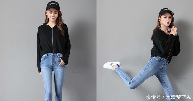 18年流行穿紧身牛仔裤,搭配各种黑色上衣,保证你美爆秋冬!