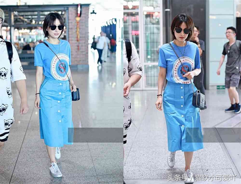 吴昕原来穿一身蓝那么好看!不好好穿鞋尽显慵懒风!网友:漂亮